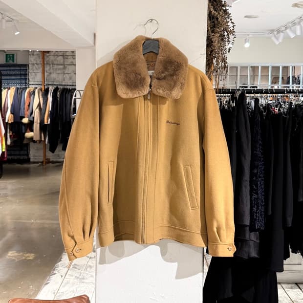 발렌시아가 브라운 퍼 카라 숏 해링턴 자켓