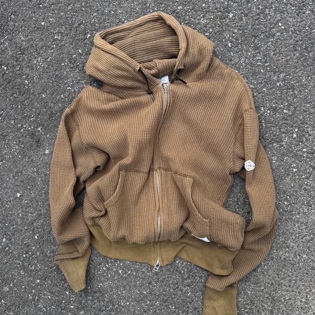 리얼라이즈 웍스 더크리미 투웨이 와플 후드집업 