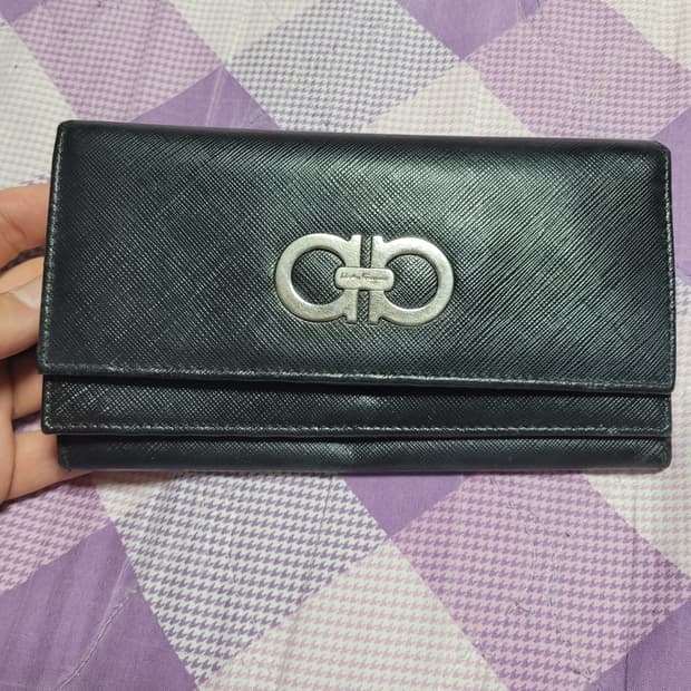 페라가모 여성용 블랙 장지갑