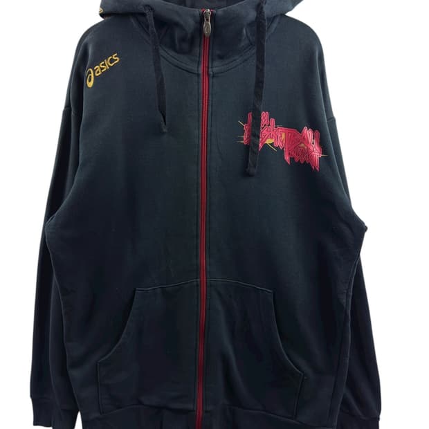 아식스 블랙레드 후드집업1286