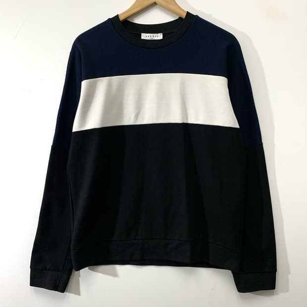 산드로 배색 롱슬리브 맨투맨