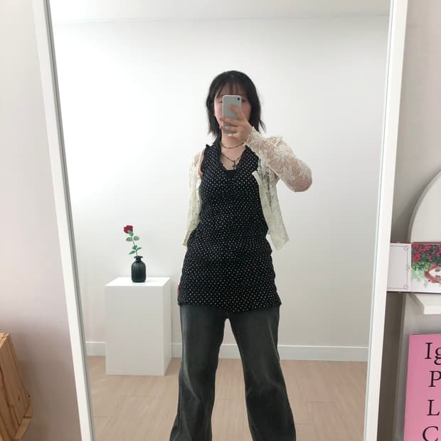 힙러블리 도트 레이어드 코디