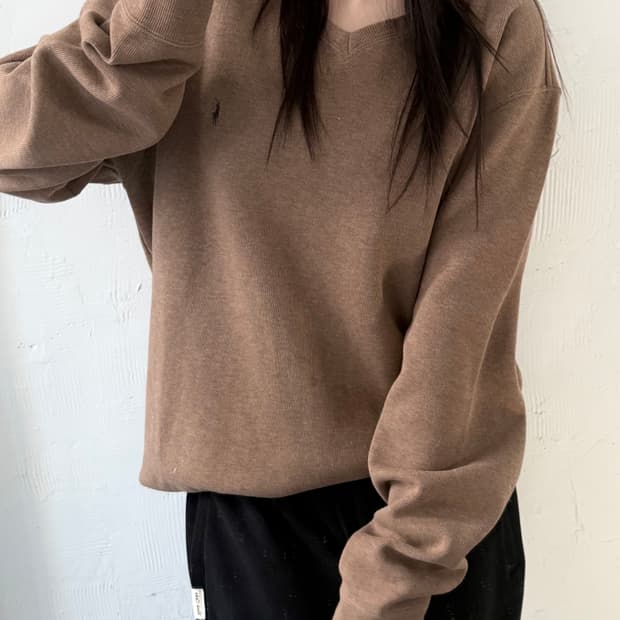 Polo 폴로 랄프로렌 딥베이지 코튼 브이넥 맨투맨