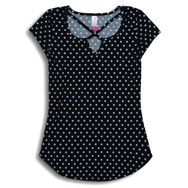 Polka Dot Curved Hem top