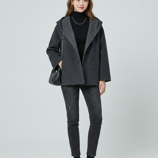 Laciento 라씨엔토 울 캐시미어 블렌드 후드 숏 코트