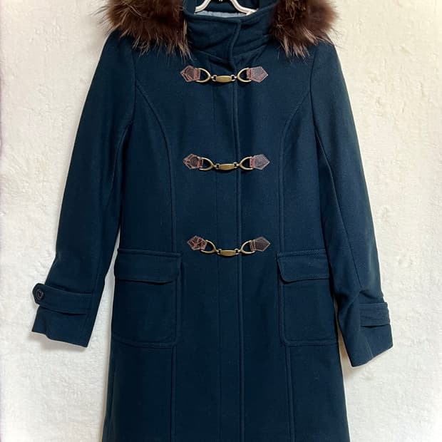 빈티지 쿠미코큐 청록 퍼 코트 