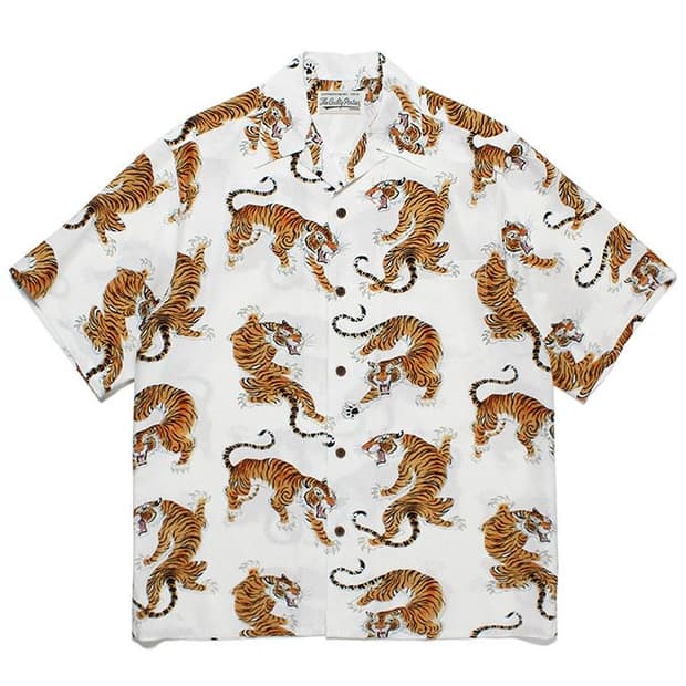 와코마리아 팀레히 오픈카라 레이온 하와이안 반팔 셔츠 M