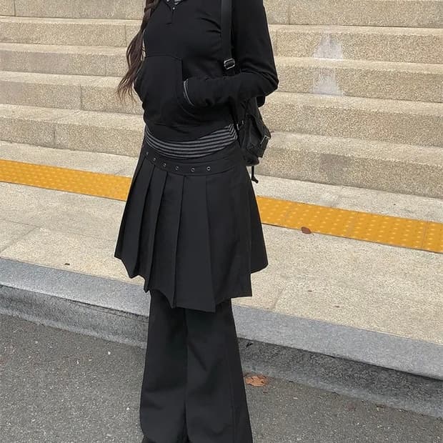 애니원모어 잉쿠 미디 플리츠 아일렛 스커트 팬츠