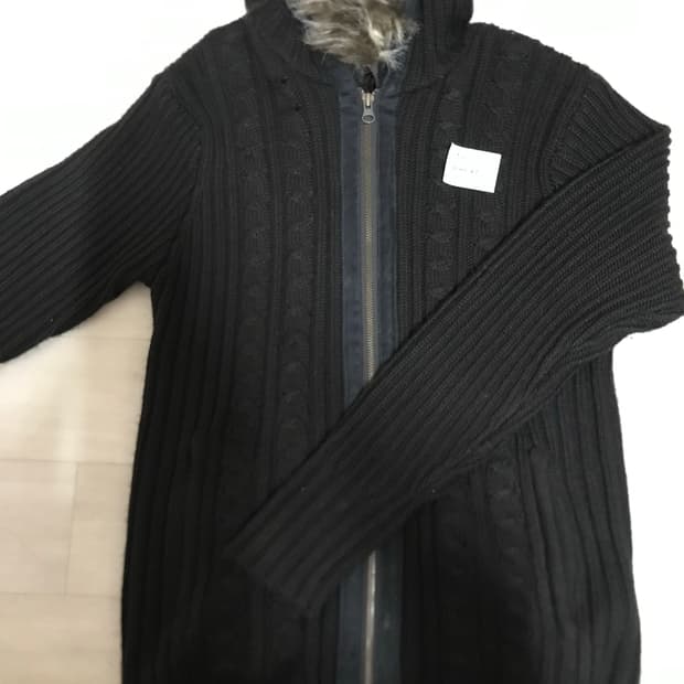 니트 퍼 집업 (진한갈색)