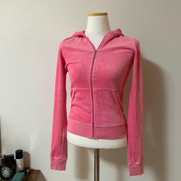 쥬시 꾸뛰르 핑크 테리 후드집업 xs 딱붙핏
