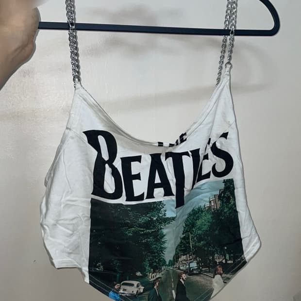 엘에이 빈티지 비틀즈 체인 크롭 나시 민소매