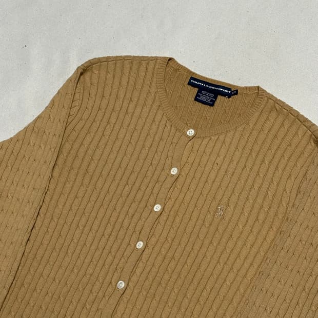 L 폴로랄프로렌 여성용 케이블 라운드넥 가디건 