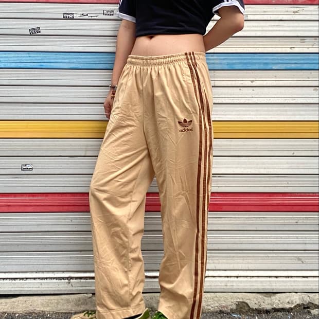 80s 우주매물 아디다스 베이지 브라운 와이드 파이어버드 og 바지 M