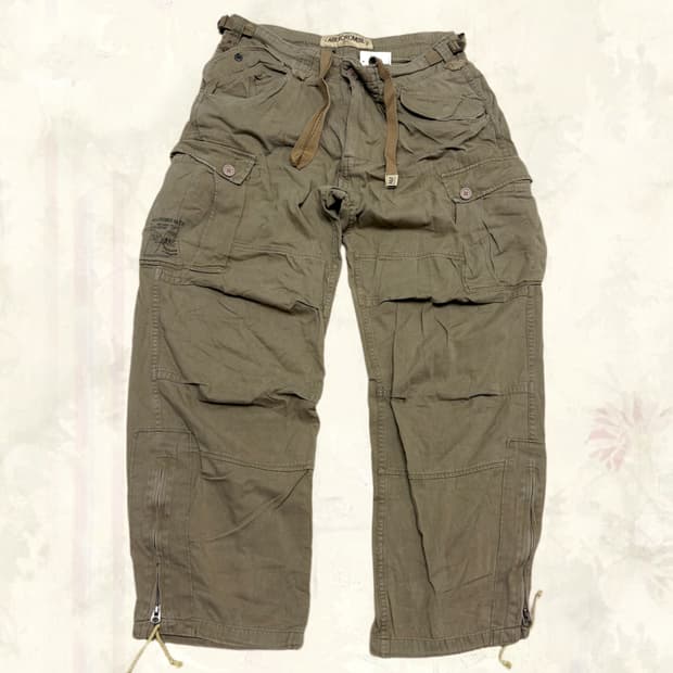 Abercrombie 아베크롬비 레이어드 핀턱 카키 베이지 카고팬츠