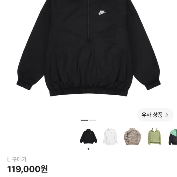 나이키 NSW 윈드러너 아노락 자켓 블랙 색상 L