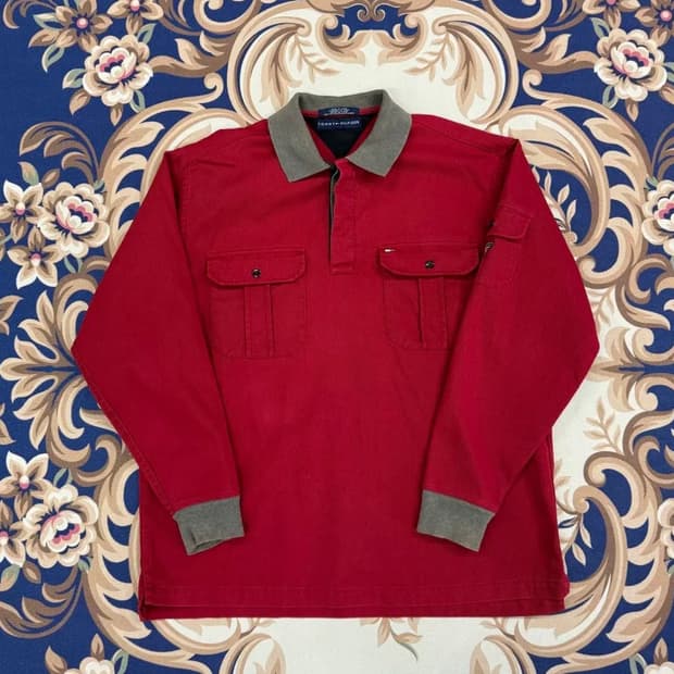 (L)90s타미힐피거 스몰로고 투포켓 카라티셔츠