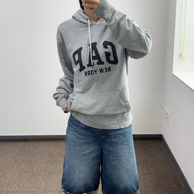 Gap 갭 차콜 로고 그레이 후드티