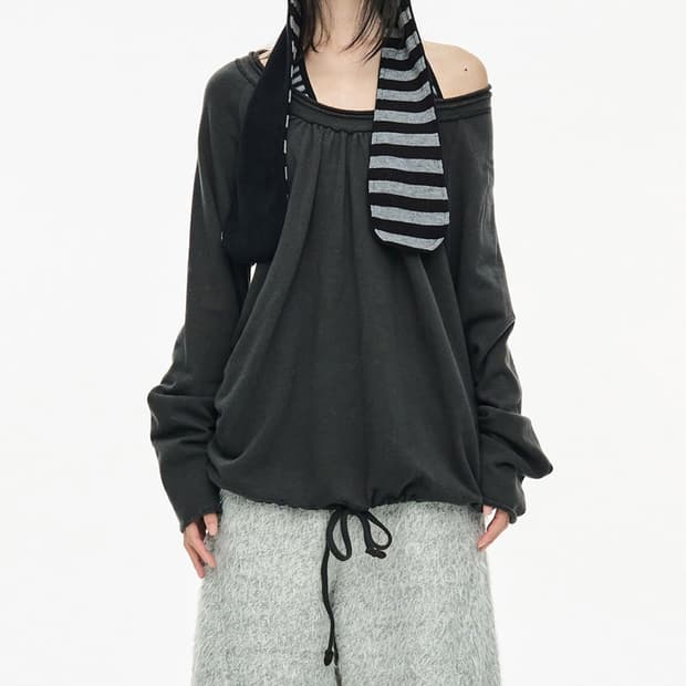 세릭 round hem string top