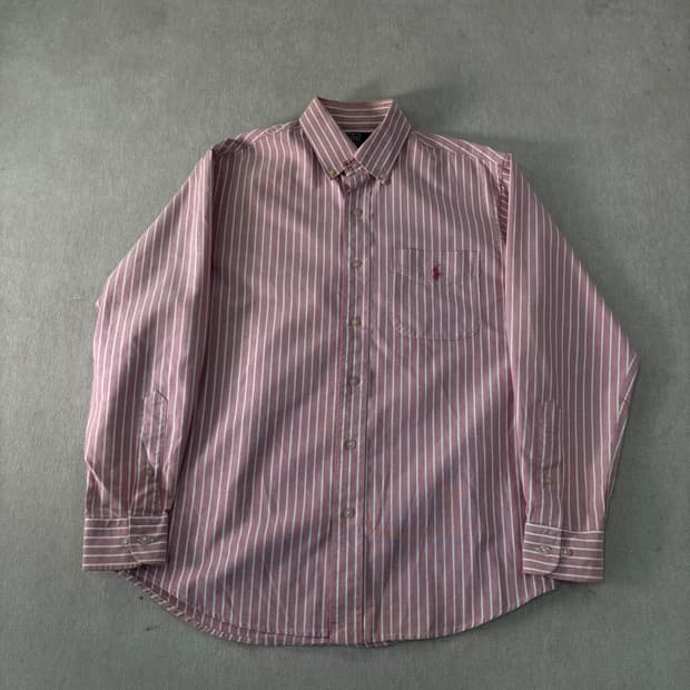 100 폴로랄프로렌 핑크 스트라이프 코튼 셔츠