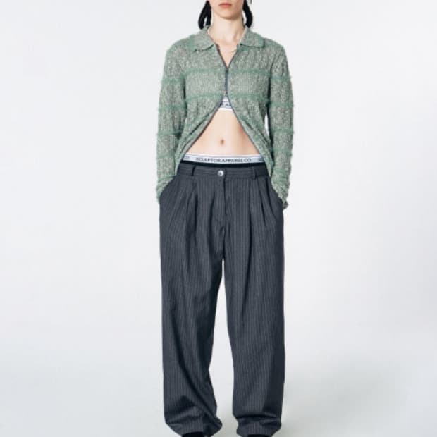 스컬프터 피카부 로우라이즈 핀턱 팬츠 그레이 S