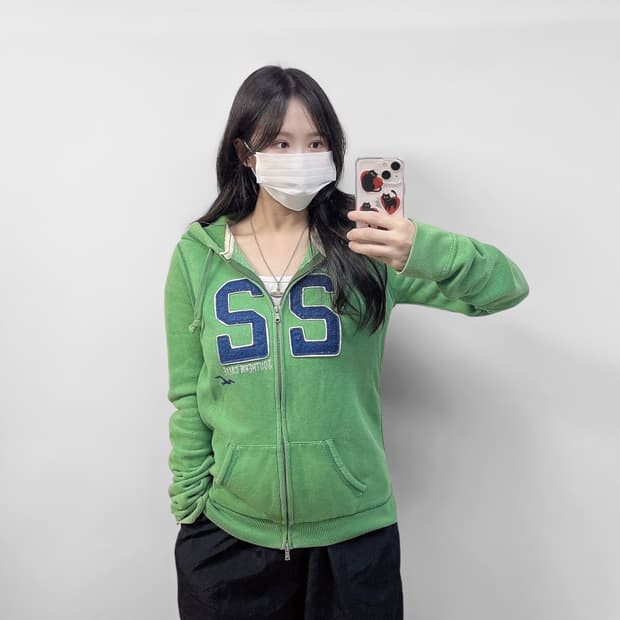 홀리스터 스펠 로고 후드집업 그린