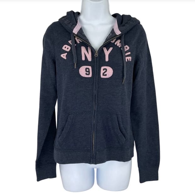 아베크롬비 네이비 핑크 후드집업 빈티지