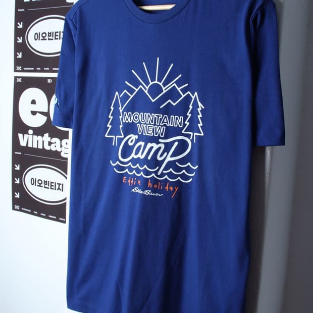 (L-XL) 에디바우어 반팔 티셔츠 새상품 빅로고 블루-H3H33677