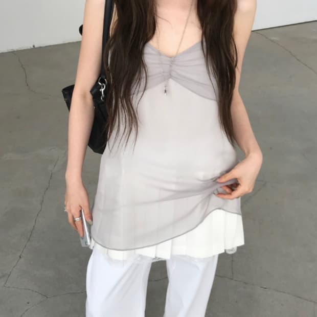 뷔스티에 쉬폰 플리츠 원피스