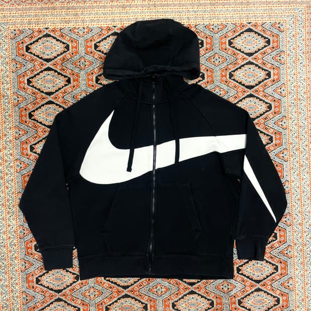 나이키 빅스우시로고 블랙 기모 후드집업 남성XL