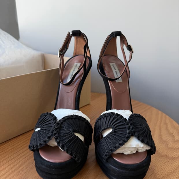 Tabitha simmons  블랙 샌들힐 36.5 (새상품급)