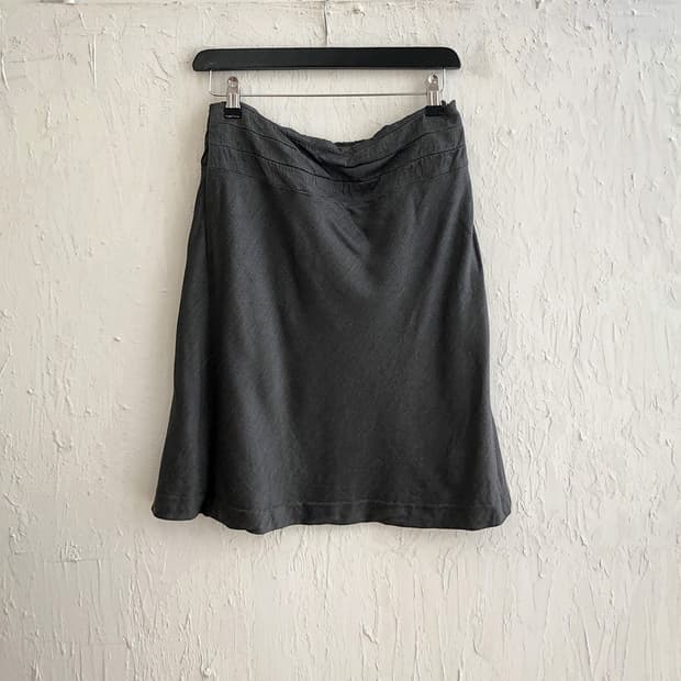 vintage charcoal A-line midi skirt
