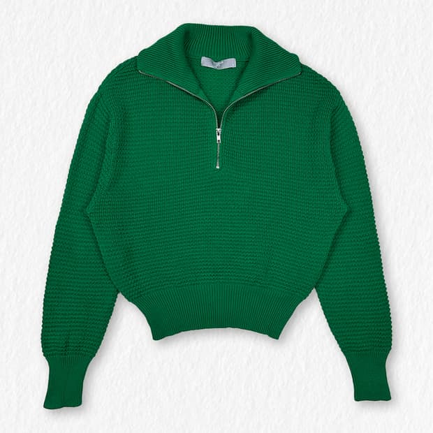 에잇세컨즈 반집업 니트 그린