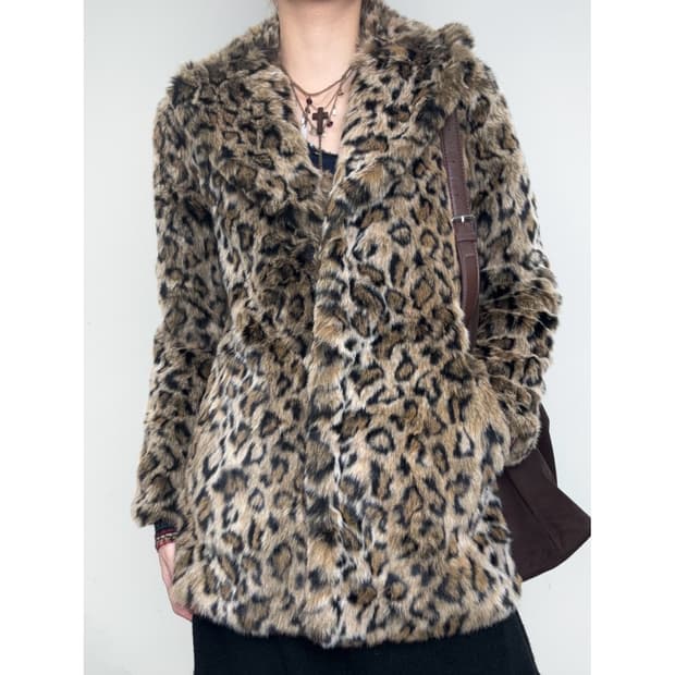 빈티지 레오파드 퍼자켓