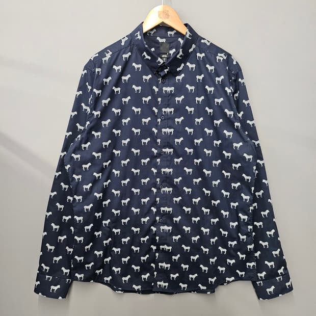 H&M 지브라 프린트 코튼 셔츠