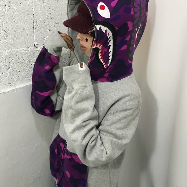 Bape Purple Camouflage Shark Hood Zipup