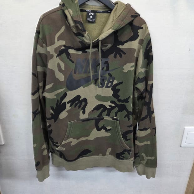 나이키 해외판 sb 빅로고 카모 기모 후드티 L