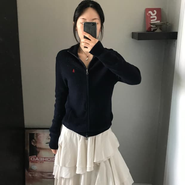 폴로 랄프로렌 포니 로고 네이비 니트집업