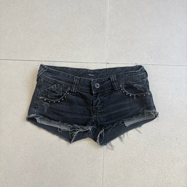 데님 스터드 데미지 숏츠