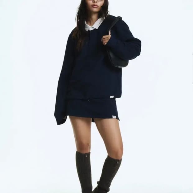 글로니 g drawstring 스웻셔츠 + 스커트 세트