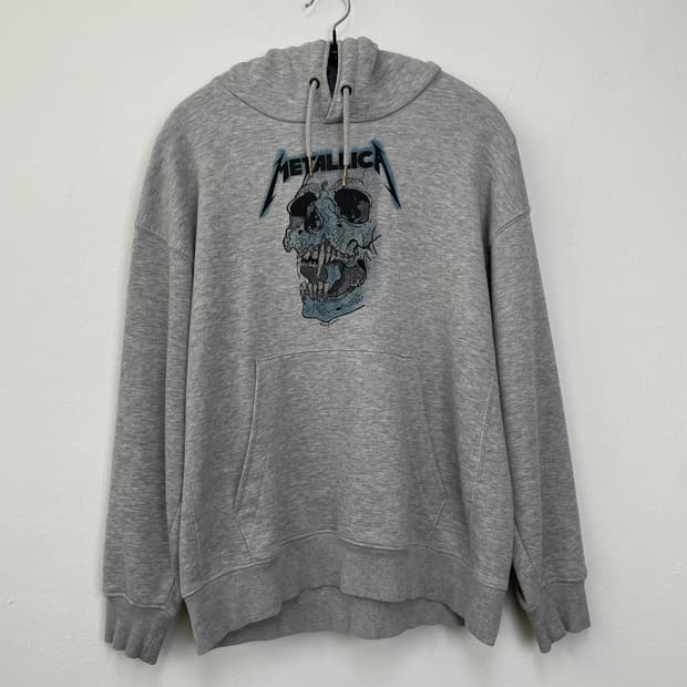 Metallica x GU 콜라보 스컬 프린팅 그레이 후드티 S