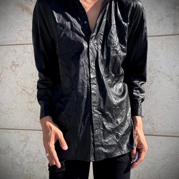 “Vintage” V-Kei Mood Fake Leather Shirts
