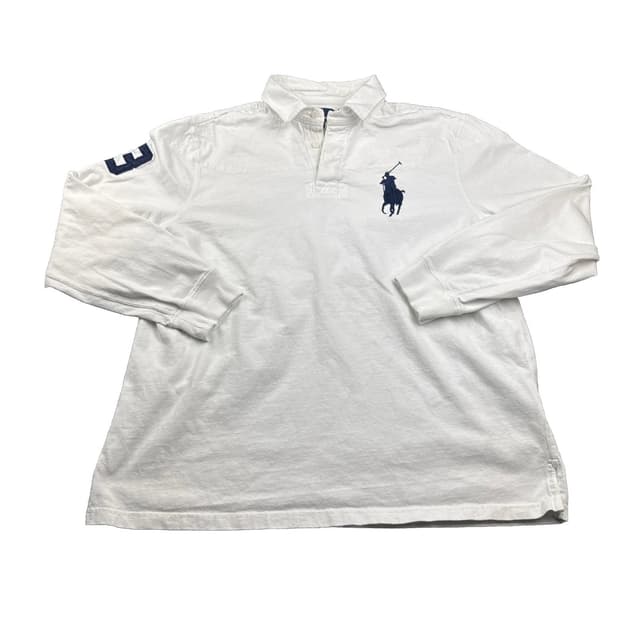 폴로 랄프로렌 빅포니 롱슬리브 카라 티셔츠 화이트 블랙