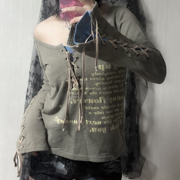 y2k 아일렛 포인트 롱슬리브 