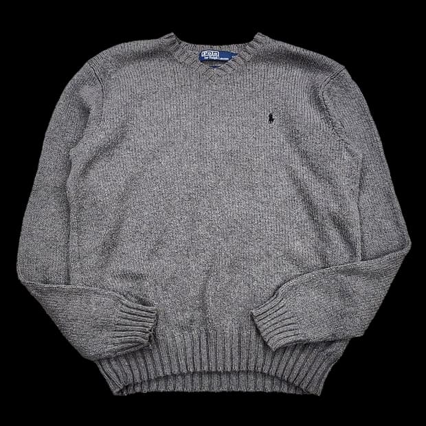 폴로랄프로렌 빈티지 그레이 코튼 라운드 니트