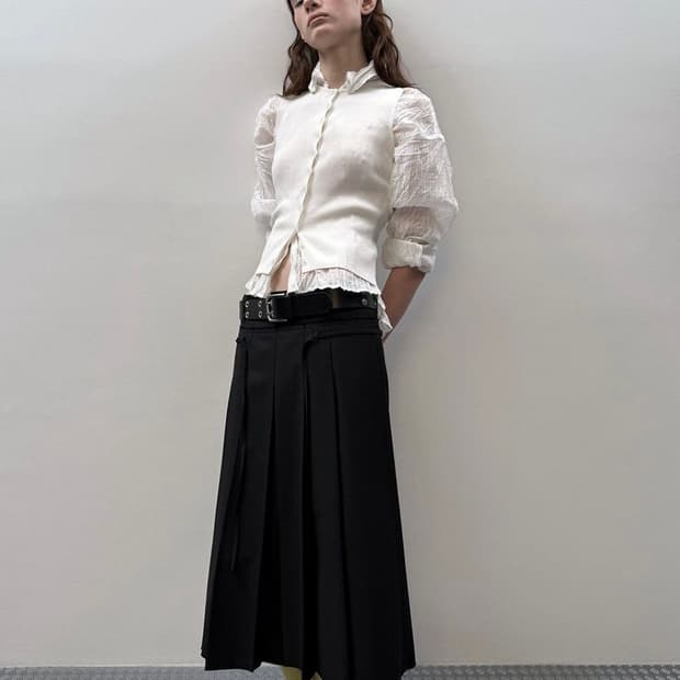 다이애그널 링클 셔츠+니트 베스트