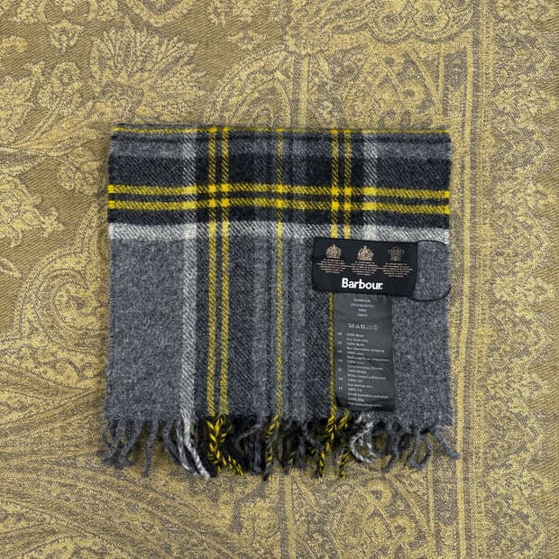 바버 헤어리 모던 옐로우그레이 타탄체크 울머플러 N267