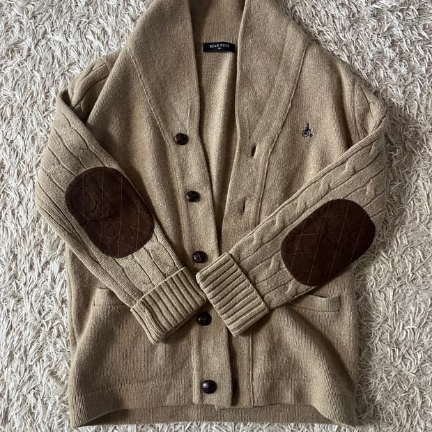 빈폴 캐시미어팔꿈치 패치 가디건