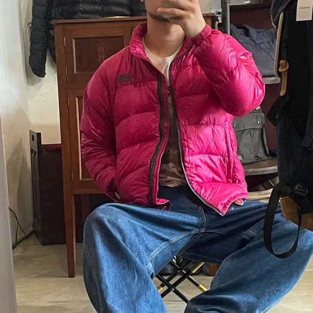 노스페이스 핑크 경량 패딩 95