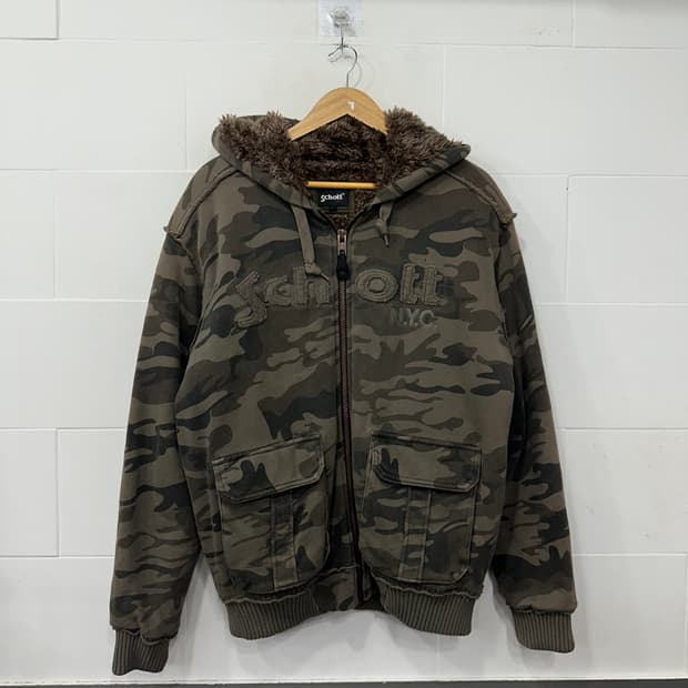 쇼트 카모 후드집업