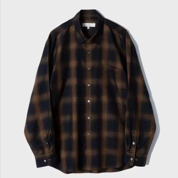 퍼스트플로어 브라운 체크 옴브레 셔츠 48 사이즈
